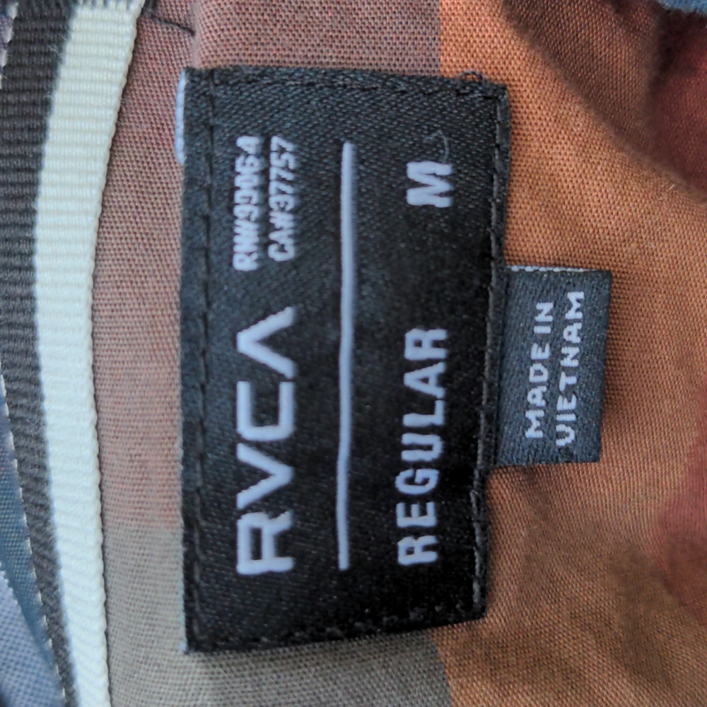 Men's medium autumn/brown rvca button up dress shirt with front pocket - Picture 3 of 3